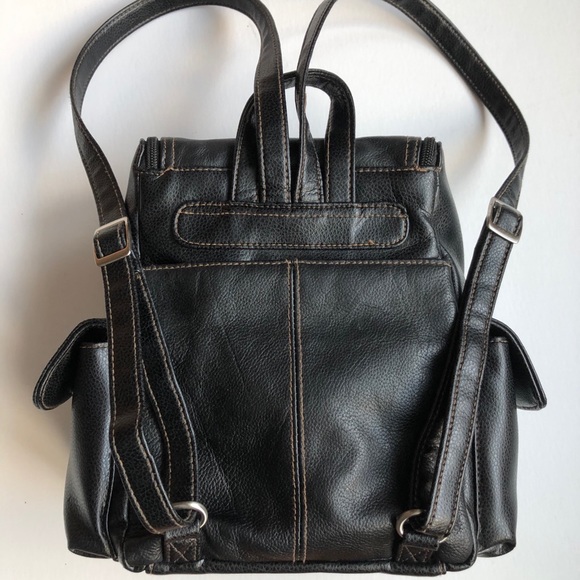Black Leather Backpack - Picture 2 of 9